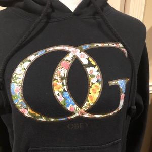 Obey Tops - Obey og floral Black sz l hoodie sweatshirt Obey Tops - Obey og floral Black sz l hoodie sweatshirt